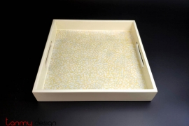 Square lacquer tray with attached eggshells 25cm